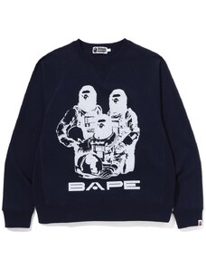 Bape Relaxed Fit Space System Crewneck Navy