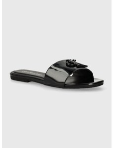 Pantofle Calvin Klein Jeans FLAT SANDAL SLIDE MG MET dámské, černá barva, YW0YW01348