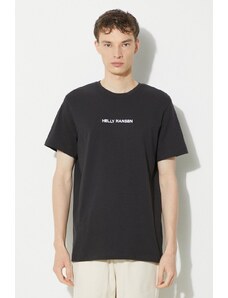 Bavlněné tričko Helly Hansen černá barva, s aplikací