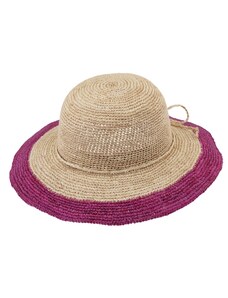Fiebig Dámský letní nemačkavý slaměný klobouk Cloche s barevným okrajem - Crochet Cloche