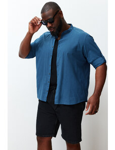 Trendyol Indigo Regular Fit Comfy Large Collar Basic Plus Size Shirt