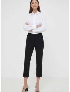 Kalhoty Theory dámské, černá barva, přiléhavé, high waist
