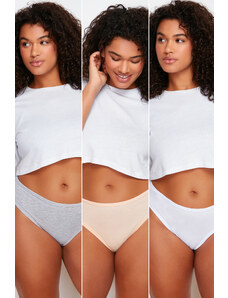 Trendyol Curve 2 Grey- 1 White- 1 Skin Packed Panties