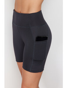 Trendyol Anthracite Double Pocket Detailed Knitted Sports Shorts Leggings