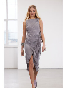 Trendyol Limited Edition Gray Flounce Dress