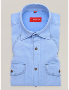 Willsoor Pánská světle modrá džínová košile ve střihu slim fit 16671