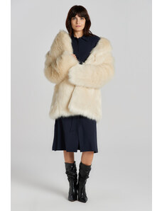 KABÁT GANT FAUX FUR COAT bílá S