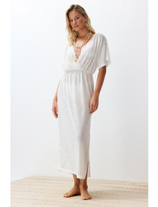 Trendyol Bridal Ecru Maxi Knitted Slit Beach Dress