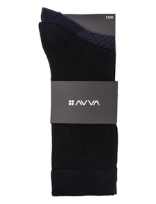 Avva Men's Black Patterned 2-Pack Socks