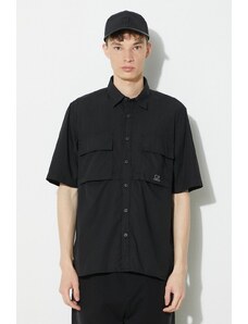 Bavlněná košile C.P. Company Cotton Rip-Stop černá barva, regular, s klasickým límcem, 16CMSH213A005691G
