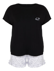 Trendyol Curve Black Printed Knitted Pajamas Set