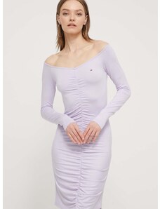 Šaty Tommy Jeans fialová barva, mini, DW0DW17939