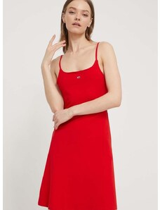 Šaty Tommy Jeans červená barva, mini, DW0DW17988