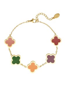 ORNAMENTI Pozlacený náramek Clovers multi colors gold