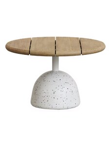 Dřevěný zahradní stolek Kave Home Saura 55 cm s bílou podnoží