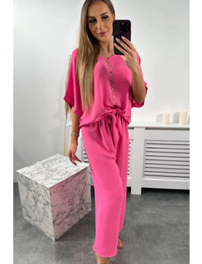 K-Fashion Souprava halenky a kalhot růžová