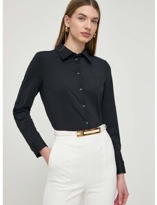 Košile BOSS dámská, tmavomodrá barva, regular, s klasickým límcem, 50518181