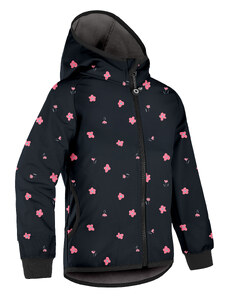 Unuo, Dětská softshellová bunda s fleecem Basic, Černá, Květiny