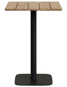 Dřevěný zahradní barový stůl Kave Home Saura 70 x 70 cm s černou podnoží