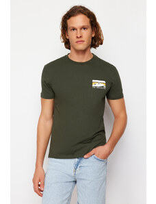 Trendyol Khaki Regular/Normal Fit Printed 100% Cotton Short Sleeve T-Shirt