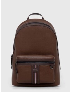 Kožený batoh Tommy Hilfiger pánský, hnědá barva, velký, hladký, AM0AM12224