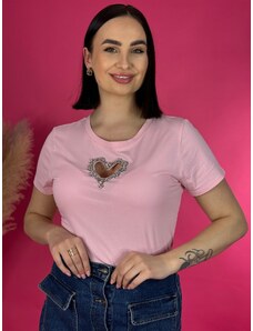 Webmoda Dámské růžové tričko se srdíčkem