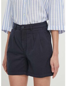 Kraťasy Pepe Jeans dámské, tmavomodrá barva, hladké, high waist