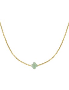 ORNAMENTI Pozlacený náhrdelník green Clover Natural Stones gold