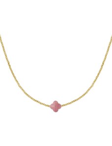 ORNAMENTI Pozlacený náhrdelník Pink Clover Natural Stones gold