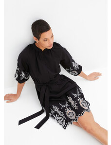 bonprix Šaty s ažurovou krajkou, organická bavlna Černá