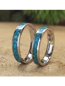 Woodlife Ocelové snubní prsteny s chryzokolem