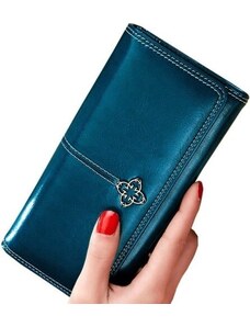Camerazar Velká elegantní dámská peněženka, modrá ekologická kůže, 19.5x10x4 cm