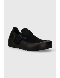 Semišové polobotky Birkenstock Reykjavik dámské, černá barva, na plochém podpatku, 1027520