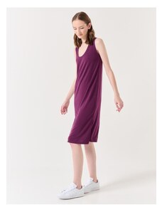 Jimmy Key Purple U-Neck Sleeveless Basic Midi Dress