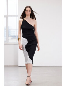 Trendyol Limited Edition Black Maxi Knitwear Asymmetric Collar Dress