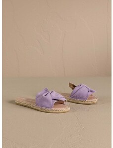 Semišové pantofle Manebi Hamptons Sandals With Knot dámské, fialová barva, W 1.3 JK