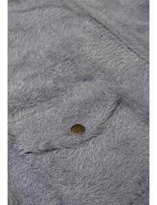 MADE IN ITALY Krátká šedá vlněná bunda typu "alpaka" (553)