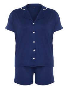 Trendyol Curve Shirt Collar Soft Button Knitted Pajamas Set