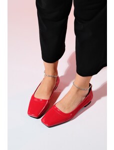 LuviShoes POHAN Red Patent Leather Women's Flat Shoes