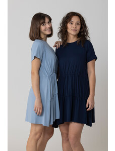 ONEDAY BEA krátké šaty s řasením - Tmavě modrá