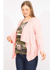 Şans Women's Pink Plus Size Double Look One-Piece Blouse