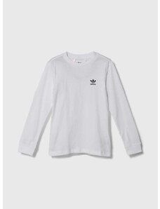 Dětská bavlněná košile s dlouhým rukávem adidas Originals bílá barva