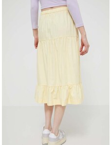 Bavlněná sukně Tommy Jeans žlutá barva, midi, áčková