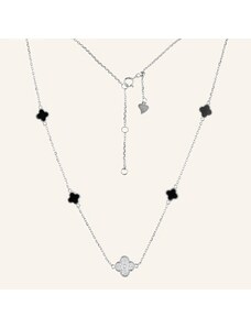 SilveAmo Elegantní stříbrný náhrdelník s onyxem a kubickou zirkonií