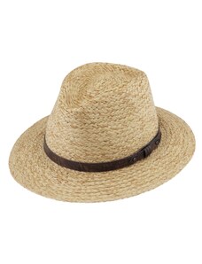 Unisex letní klasicky Fedora klobouk - od Fiebig s koženým paskem béžový
