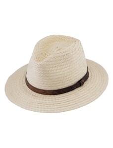 Unisex letní klasicky Fedora klobouk - od Fiebig s koženým paskem natur
