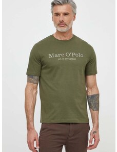 Bavlněné tričko Marc O'Polo zelená barva, s potiskem