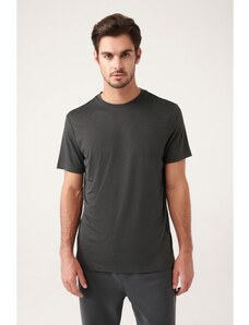Avva Men's Gray Crew Neck Printed Soft Touch Standard Fit Regular Cut T-shirt