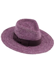 Dámský letní fialový Fedora klobouk - 100% slaměný klobouk od Fiebig