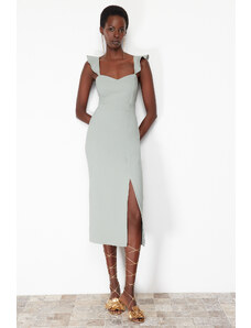 Trendyol Mint Flounce Body-Shouldered Woven Dress